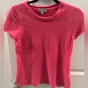 J. Crew Vibrant Pink Short Sleeve Cashmere Sweater